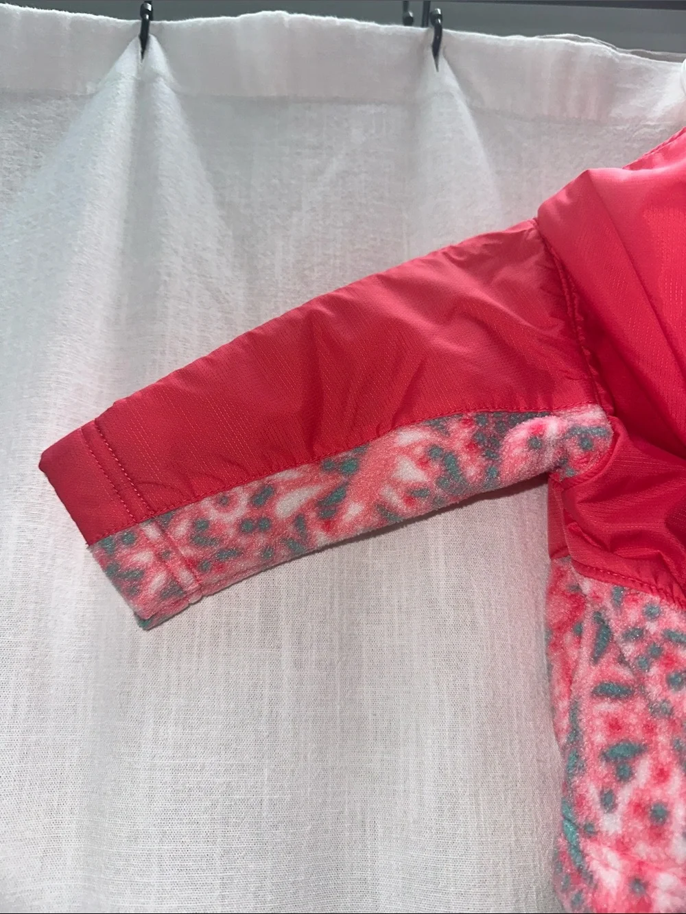 Columbia Pink Hooded Puffer Jacket with Patterned Panels